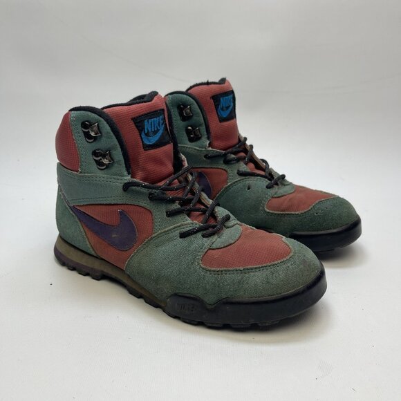 Vintage 1991 Nike Hiking Boots Trail Shoes Red / Purple Green / Wom Sz7 US Read - Picture 1 of 16